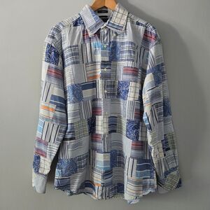 Rare Vintage 2005 Tommy Hilfiger 80's 2-Ply Patchwork Button-down Cotton Shirt